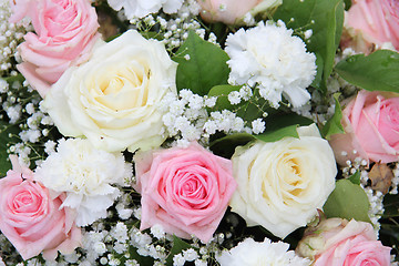 Image showing Bridal flower arrangement in pink and white