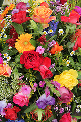 Image showing Flower arrangement in bright colors