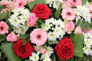 Image showing Wedding arrangement in pink and white