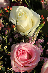 Image showing Wedding Flowers: Different shades of pink roses