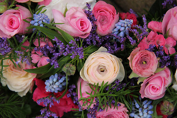 Image showing Wedding arrangement in blue and pink