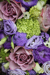 Image showing Bridal arrangement in different shades of purple