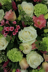 Image showing Bridal flowers in white and pink