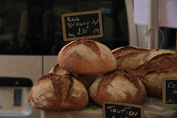 Image showing French bread at a market