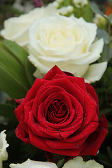 Image showing Red rose in bridal arrangement