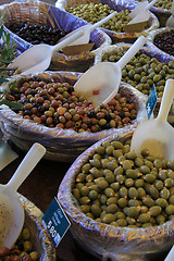 Image showing Olives at a french market