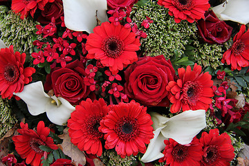 Image showing Floral arrangement in red and white