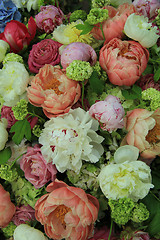 Image showing Peonies in a wedding arrangement