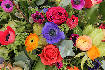 Image showing Wildflower arrangement in bright colors