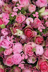 Image showing Mixed pink flower arrangement