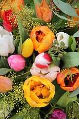 Image showing Mixed tulip arrangement