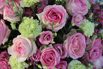 Image showing Roses and carnations in bridal bouquet