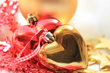 Image showing Heart shaped christmas ornaments