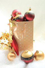 Image showing Giftbag with christmas ornaments