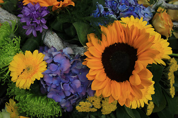 Image showing Sunflowers in a wedding arrangement