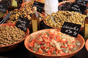 Image showing Olives at a french market