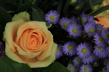 Image showing Roses and asters in a bridal bouquet