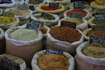 Image showing Herbs and spices at a French market