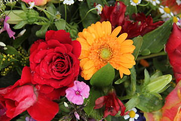 Image showing Flower arrangement in bright colors