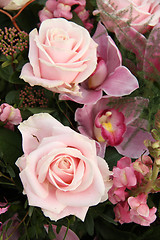 Image showing pink rose and orchid in bridal bouquet