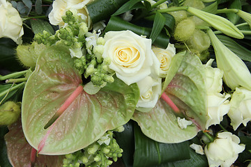 Image showing Green white floral arrangement