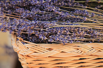 Image showing Lavender in a wicker basket