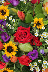 Image showing Flower arrangement in bright colors