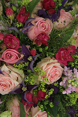 Image showing Wedding arrangement in pink and purple