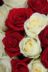 Image showing Wedding centerpiece in red and white