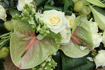 Image showing Green white floral arrangement