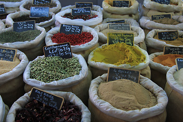 Image showing Herbs and spices at a French market