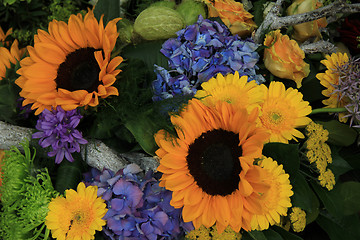 Image showing Sunflowers in a wedding arrangement