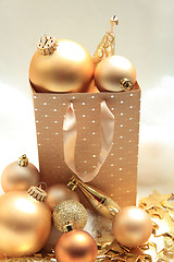 Image showing Golden Christmas decorations