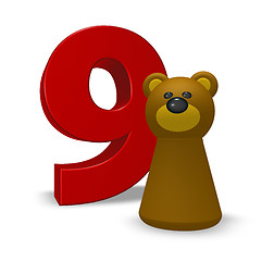 Image showing number nine and bear