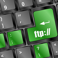 Image showing Computer keyboard with ftp key, technology background