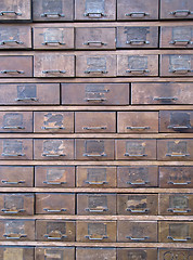 Image showing old wooden archive boxes