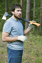 Image showing Lumberman with an axe