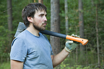 Image showing Lumberman with an axe