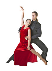 Image showing Young couple dancing tango