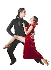 Image showing Young couple dancing tango