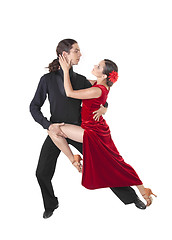 Image showing Young couple dancing tango