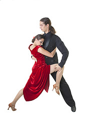 Image showing Young couple dancing tango