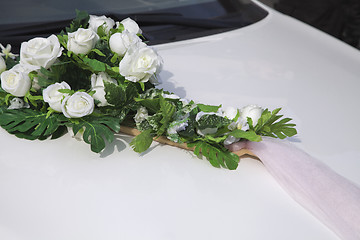 Image showing Wedding car decoration