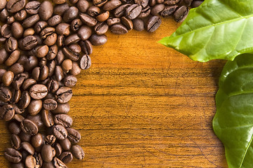 Image showing Coffee on wooden background 