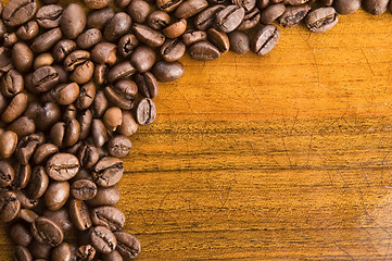 Image showing Coffee on wooden background 