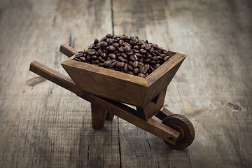 Image showing Coffee beans in a wheelbarrow