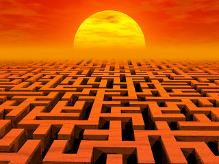 Image showing Labyrinth at sunset