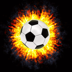 Image showing Soccer ball in powerful explosion
