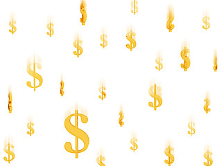 Image showing The abstract image of a  falling gold dollar symbols