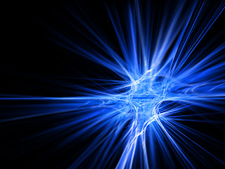 Image showing Blue fractal star burst on black background
